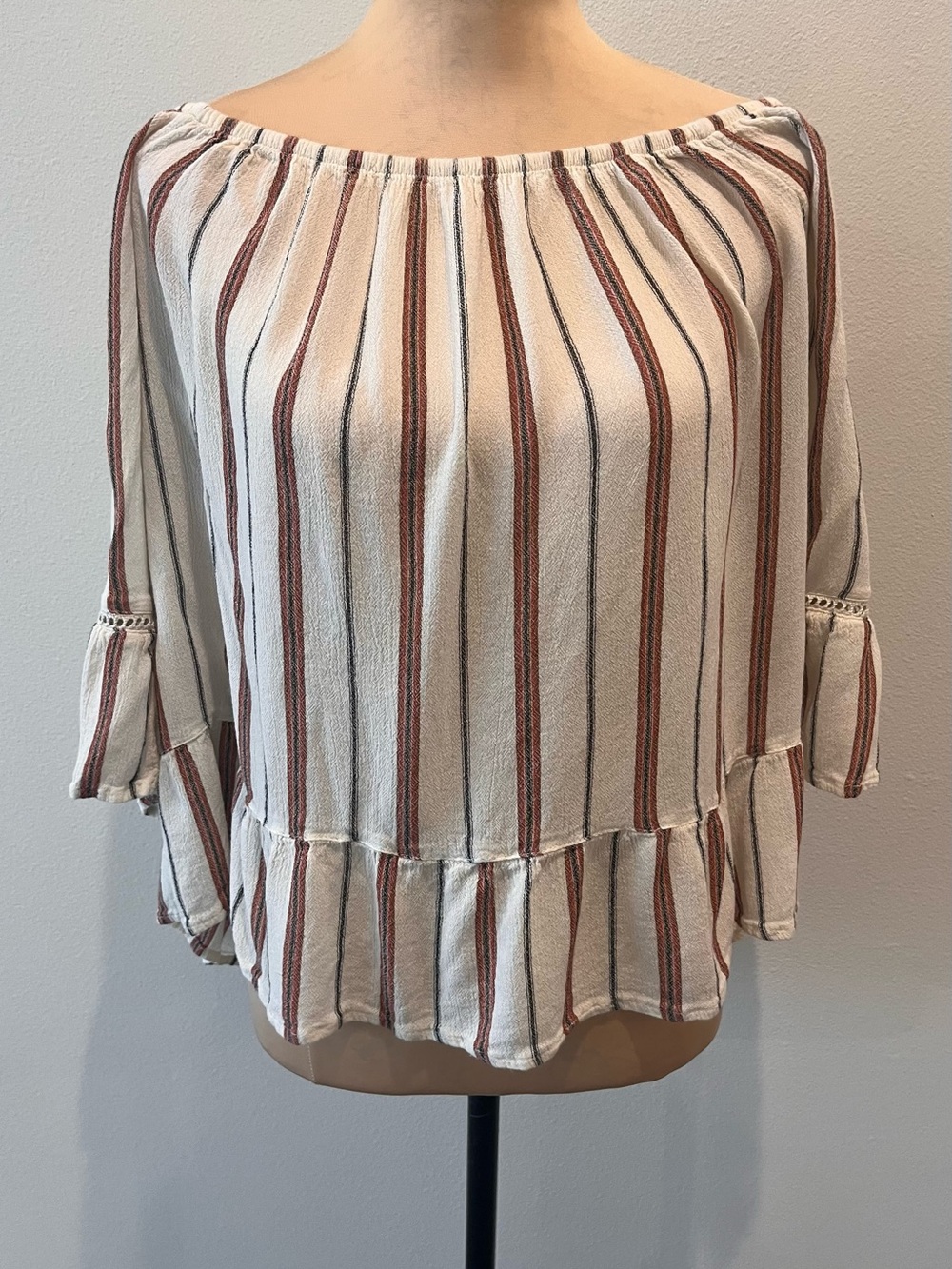 Women’s Off-Shoulder Striped Peasant Top